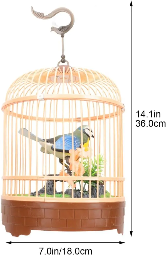 Electric Voice-Activated Bird Cage Toy Realistic Plaything for Boys and Girls Interactive Simulation Birdcage Hanging Hook Engaging Garden Decoration for Bird
