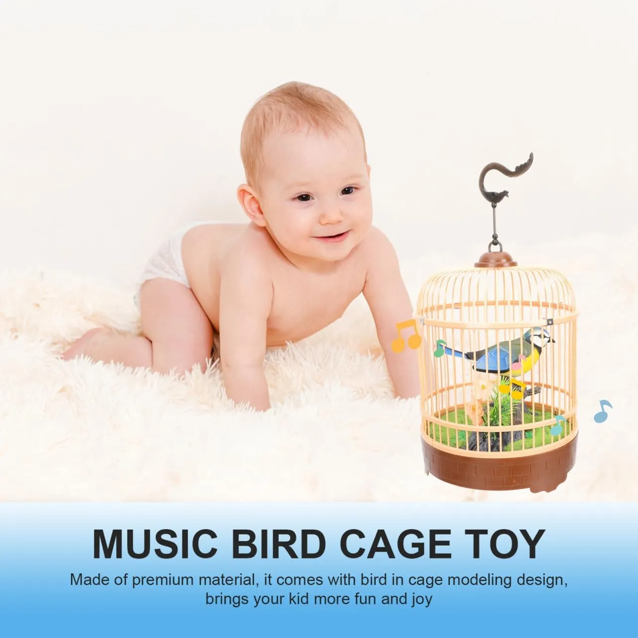 Electric Voice-Activated Bird Cage Toy Realistic Plaything for Boys and Girls Interactive Simulation Birdcage Hanging Hook Engaging Garden Decoration for Bird