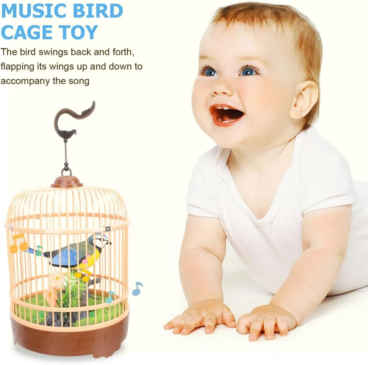 Electric Voice-Activated Bird Cage Toy Realistic Plaything for Boys and Girls Interactive Simulation Birdcage Hanging Hook Engaging Garden Decoration for Bird
