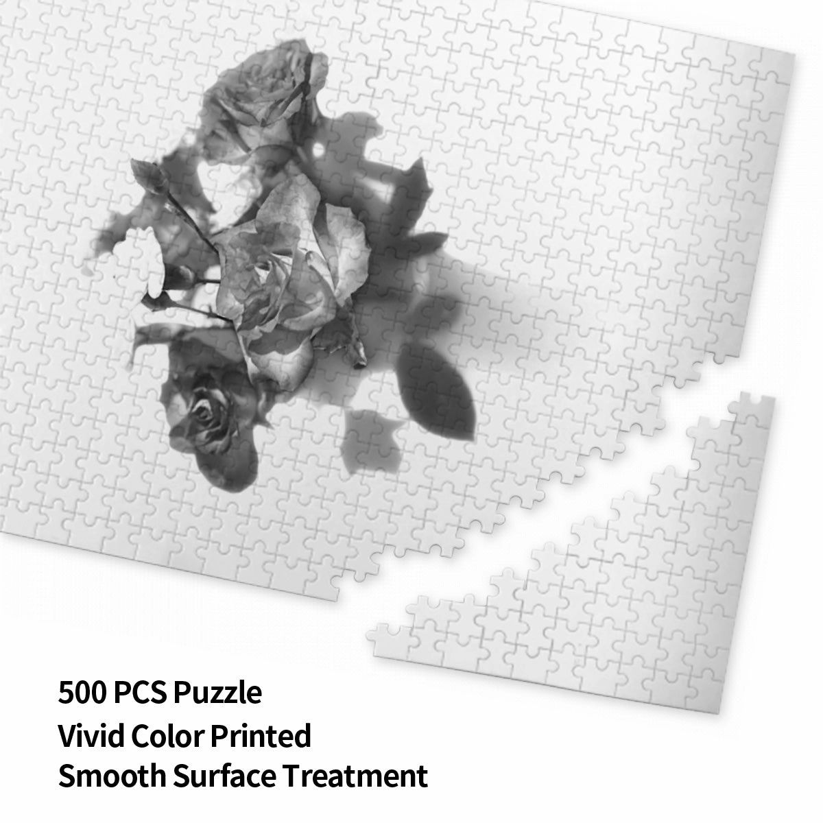 Elegant Rose Puzzle – 300‑Piece Basswood Jigsaw in Black & White