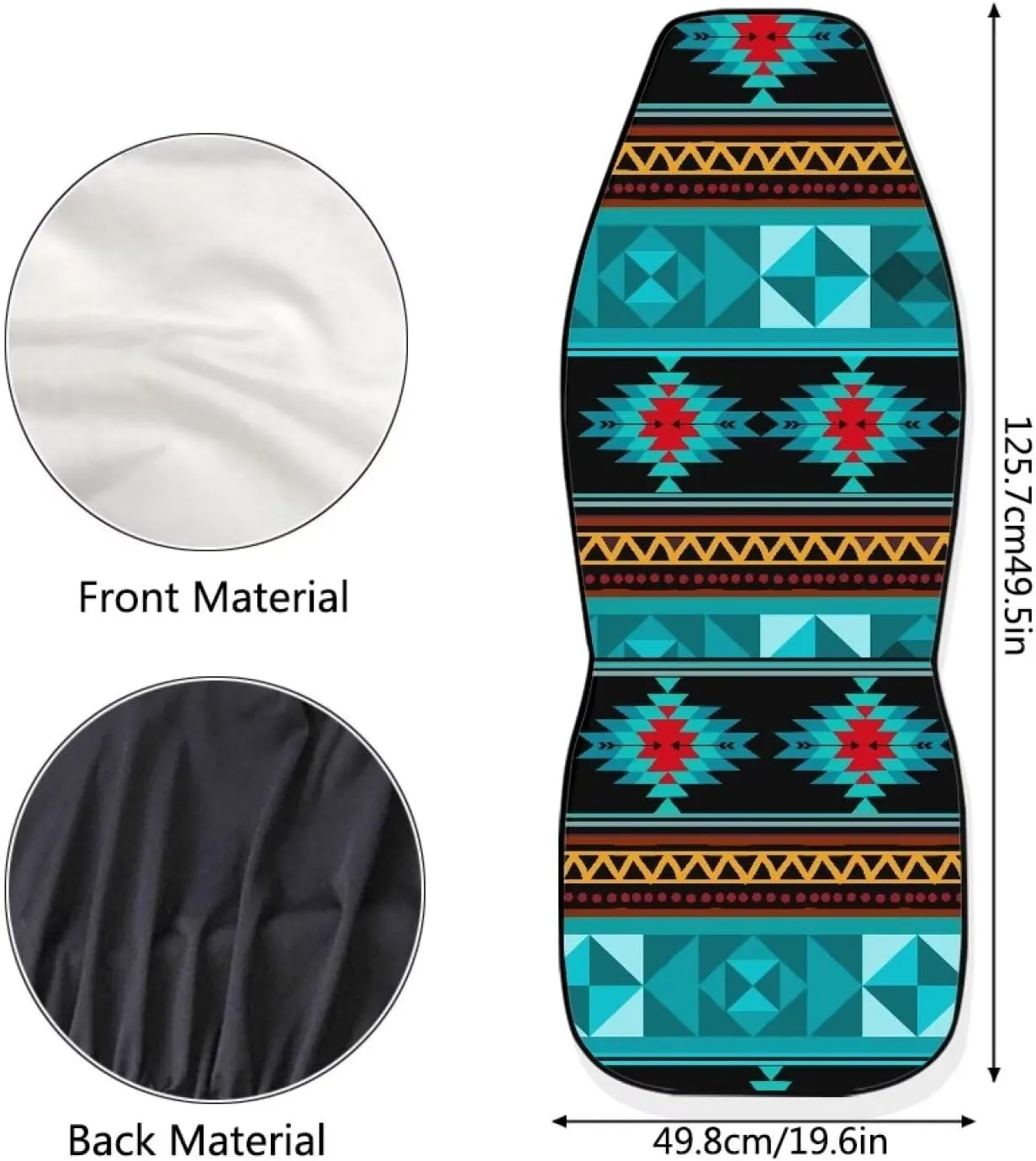 ELEQIN Aztec Turquoise Car Seat Covers Two Front Only for Car, Automotive Interior Covers, Airbag Compatible, Quick Setup Universal Fit Seat Covers for Car, Truck, SUV