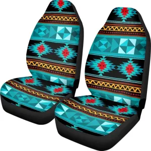 ELEQIN Aztec Turquoise Car Seat Covers Two Front Only for Car, Automotive Interior Covers, Airbag Compatible, Quick Setup Universal Fit Seat Covers for Car, Truck, SUV