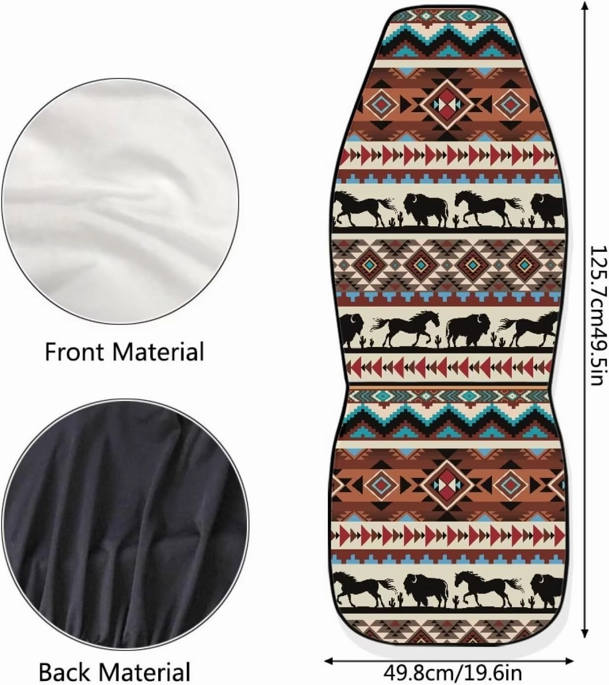 ELEQIN Aztec Horse Yak Car Seat Covers, Front Car Seat Cushion, 2 PCS Canvas Auto Cushion Protector Universal Fit Most Cars, Automotive Interior Decor