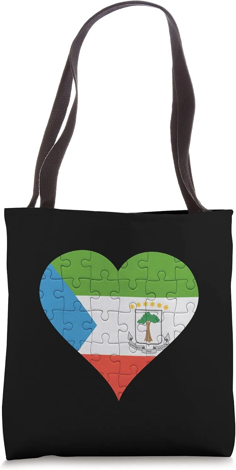 Equatorial Guinea Equatorial Guinean Flag Heart Tote Bag