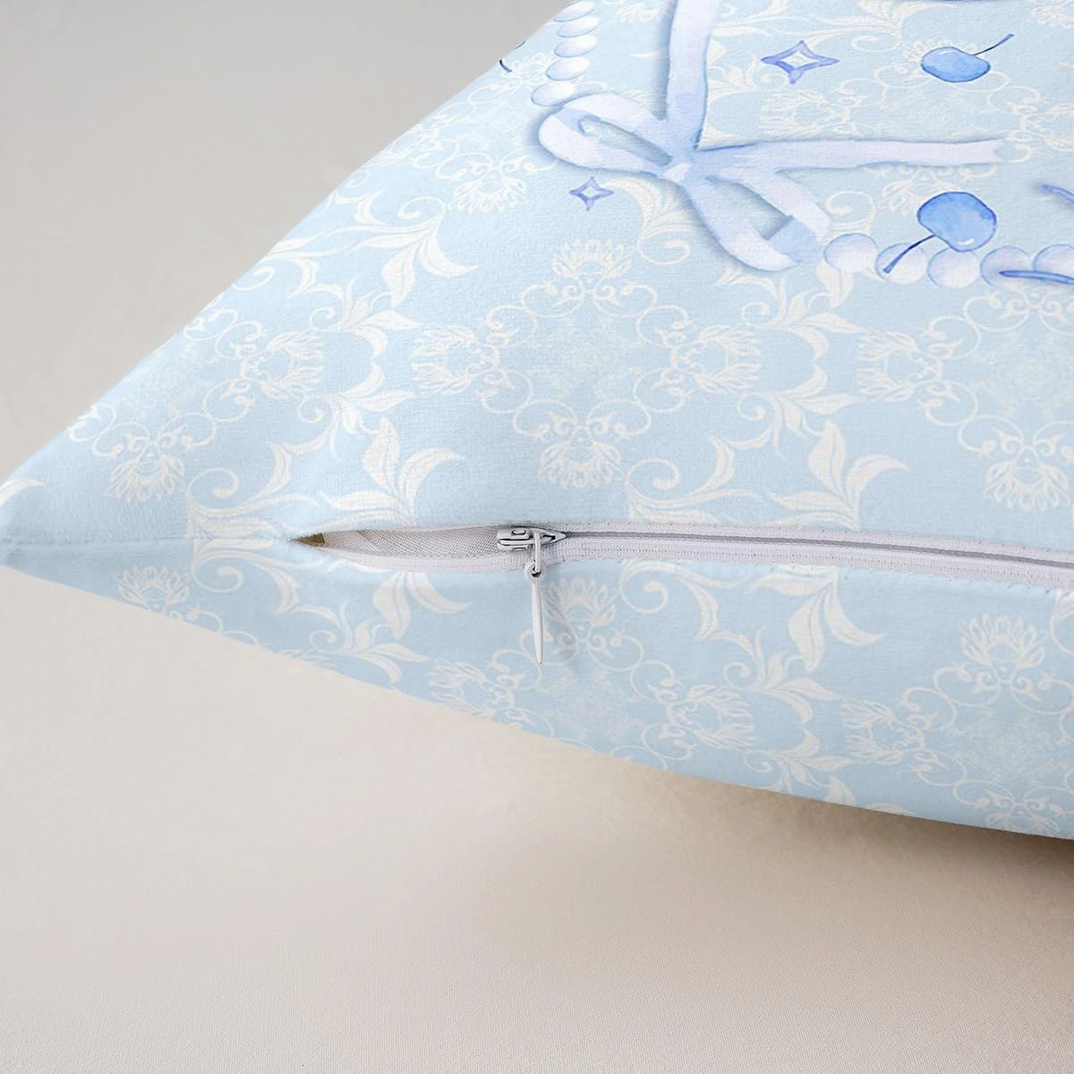 Erosebridal Custom Name Cute Blue Bow Throw Pillow Cover Preppy Coquette Bows Pillow Cover Girly Floral Cushion Case Princess Monogram Initial S Birthday Gifts Decor,22x22 Inch(S)