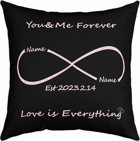 Erosebridal Love Couples Pillow Cover,Custom Names and Date,You & Me Forever Cushion Case for Him Or Her,Valentines,Birthday,Wedding Anniversary Romantic Decorations (22x22 Inch,Pink)