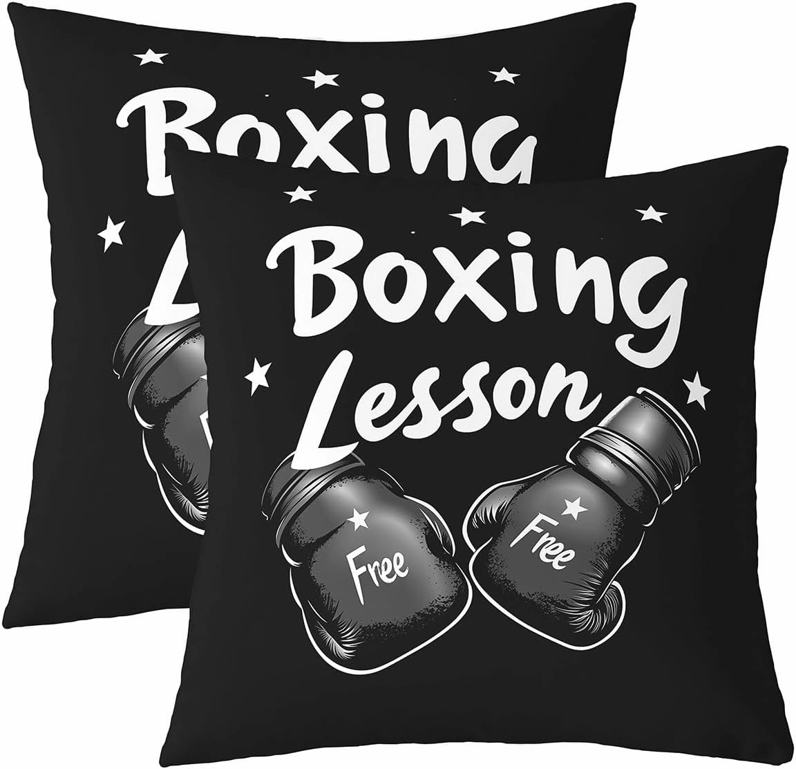 Erosebridal Set of 2 Boxing Throw Pillow Covers 22x22 Inch Sports Decorative Pillowcases for Kids Boys Men Starry Gloves Gaming Black White Cushion Cases Soft Cushion Covers