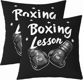 Erosebridal Set of 2 Boxing Throw Pillow Covers 22x22 Inch Sports Decorative Pillowcases for Kids Boys Men Starry Gloves Gaming Black White Cushion Cases Soft Cushion Covers