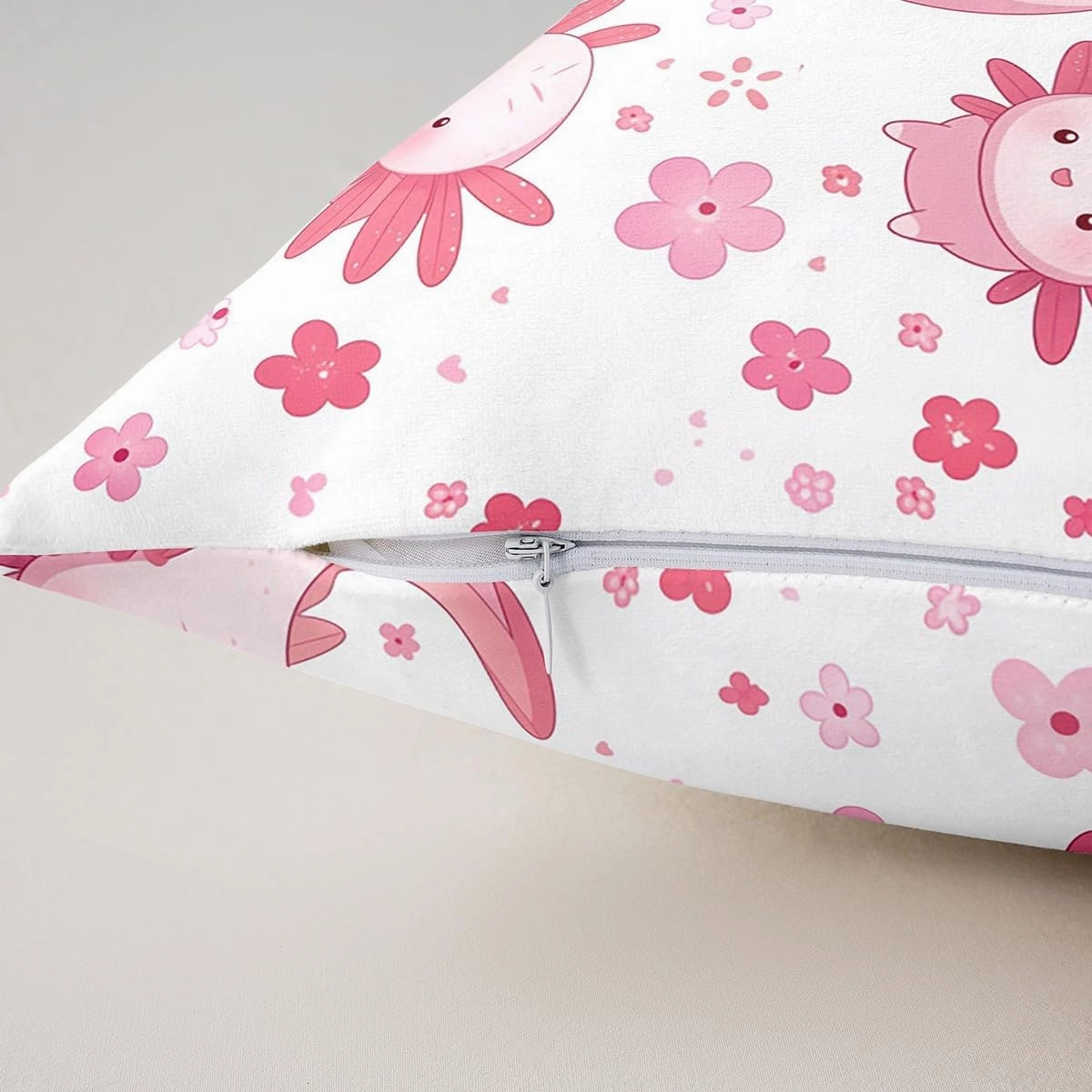 Erosebridal Set of 2 Floral Dragon Decorative Pillowcases 22x22 Inch Cherry Blossoms Cushion Covers for Kids Girls Women Kawaii Cartoon Pink White Cushion Cases Soft Throw Pillow Covers
