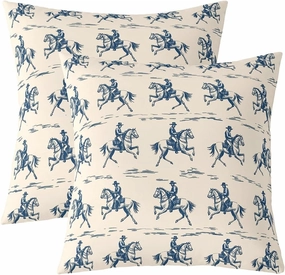 Erosebridal Set of 2 Horse Race Decorative Pillowcases 22x22 Inch Racing Rustic Cushion Covers for Kids Boys Men Gaming Sports Western Cowboy Blue Yellow Cushion Cases Soft Throw Pillow Covers