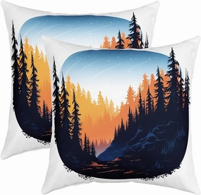 Erosebridal Watercolor Landscape Pillow Covers Pine Trees Mountains Artistic Cushion Cases,Rustic Farmhouse Throw Pillow Covers Colorful Landscape Pillow Inserts Not Included,24x24 Inch Set of 2
