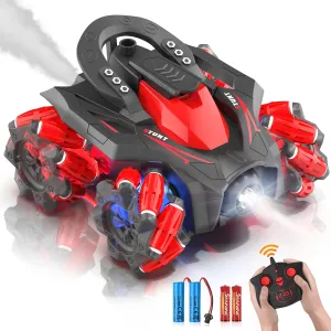 Eulogia Remote Control Car, RC Stunt Control Car 360° Upright & Side Rotating, 4WD All Terrain Truck with Two 1200mAh Rechargeable Batteries for 1.5H, Birthday Present for 5-12 Boys