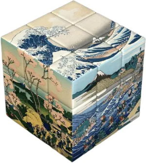 Exhibition Cube of Art Enlightenment Education, Famous Painting Theme Series Magic Cube, Celebrity Masterpiece Photo Transform Cube (Ukiyo e-Hokusai)