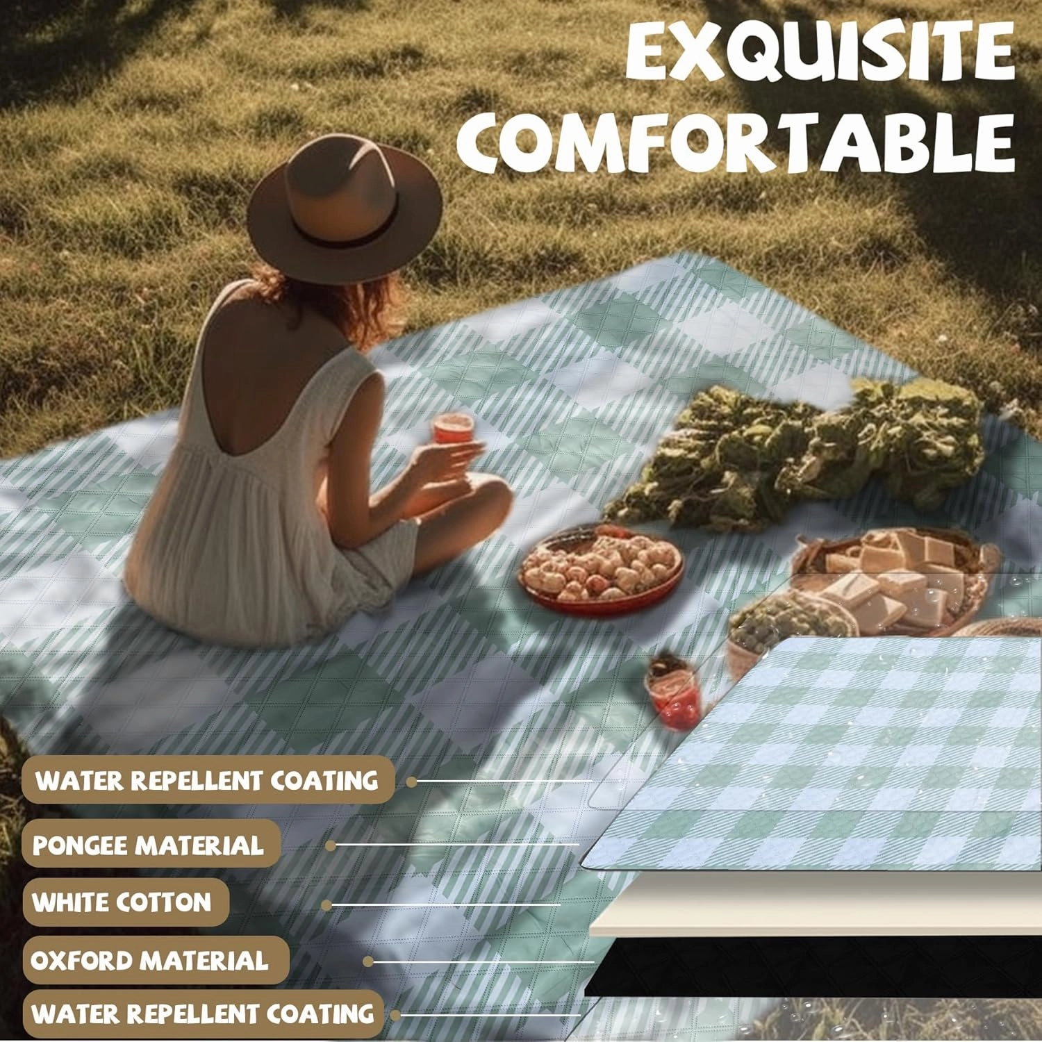 Extra Large Picnic Blankets Portable 80x80 Oversized Waterproof Sandproof Outdoor Beach Blanket Camping Grass Mat XXL Tent Music Festival Essential Road Trip Car Rv Accessories Pet Garden Must Have