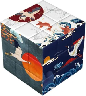 Famous Painting Theme Series Magic Cube, Celebrity Masterpiece Photo Transform Cube, Creative Gift, Toys (Traditional Chinese Landscape)… (Phoenix-Cartoon)