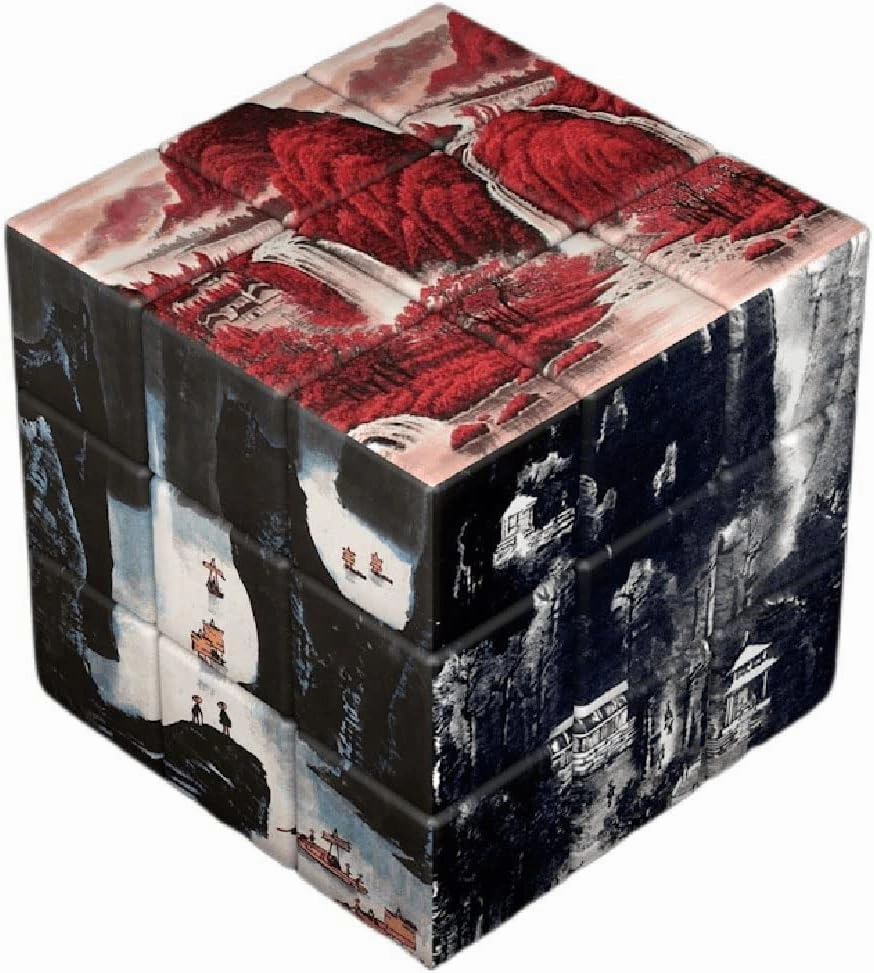 Famous Painting Theme Series Magic Cube, Celebrity Masterpiece Photo Transform Cube, Creative Gift, Toys (Traditional Chinese Landscape)