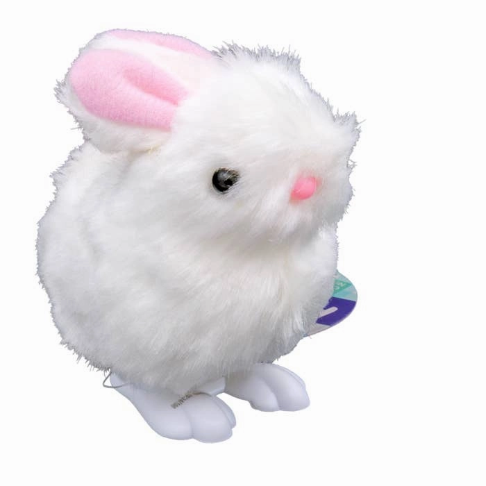 Farm Fresh White Fuzzy Bunny Wind Ups, Spring, Easter