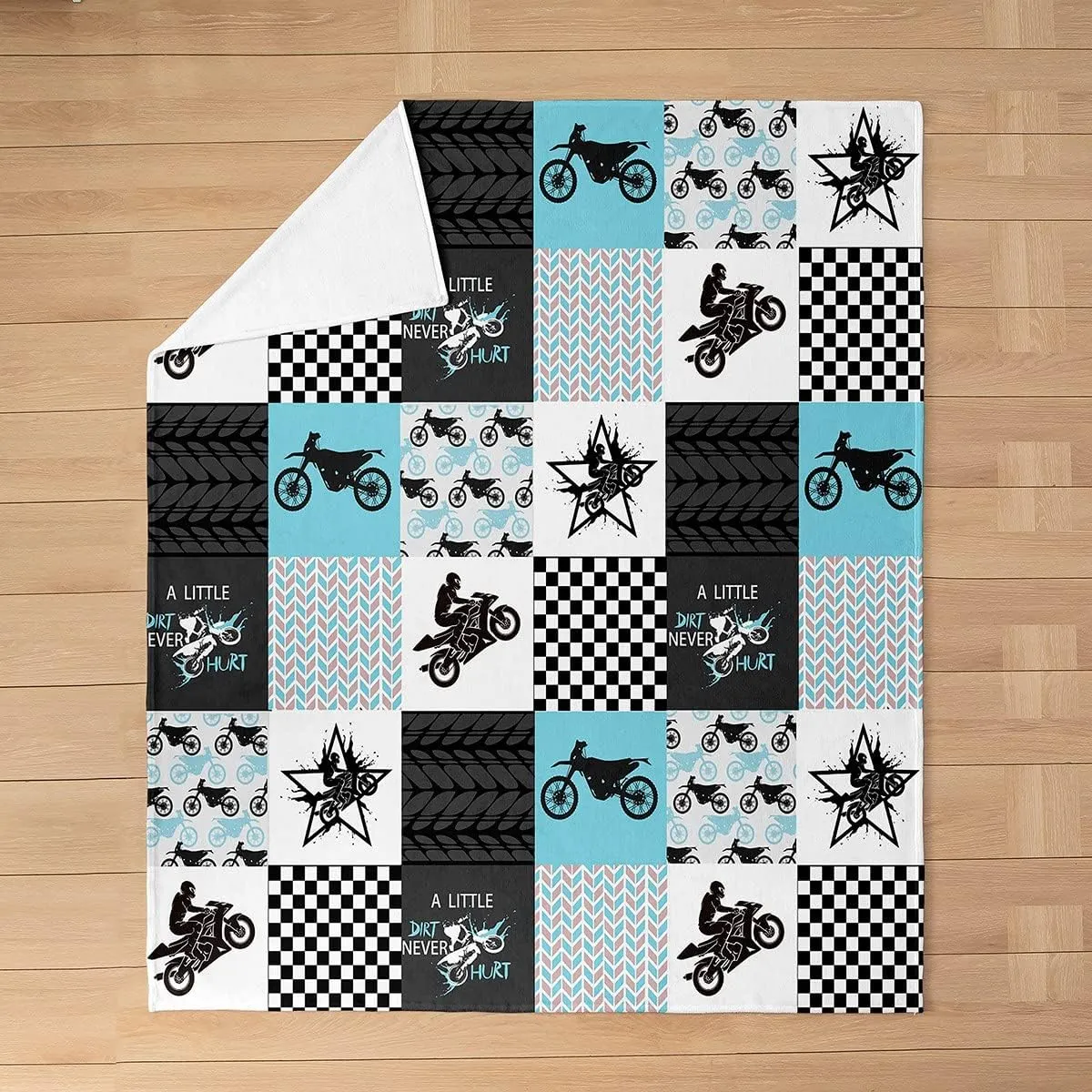 Feelyou Dirt Bike Flannel Fleece Blanket Set Extreme Sports Plush Throw Blanket,for Kids Racing Motocross Rider All Season,Bed Blanket Motorcycle All Season,Bed Blankets 40"x50"