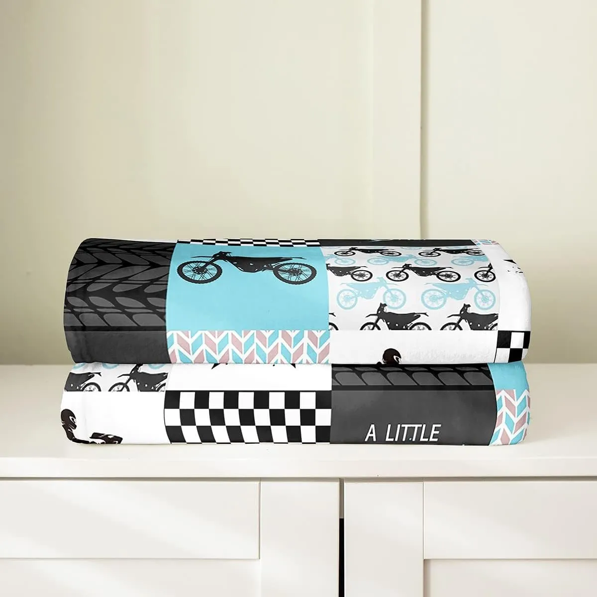 Feelyou Dirt Bike Flannel Fleece Blanket Set Extreme Sports Plush Throw Blanket,for Kids Racing Motocross Rider All Season,Bed Blanket Motorcycle All Season,Bed Blankets 40"x50"