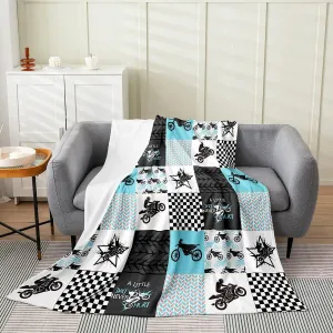 Feelyou Dirt Bike Flannel Fleece Blanket Set Extreme Sports Plush Throw Blanket,for Kids Racing Motocross Rider All Season,Bed Blanket Motorcycle All Season,Bed Blankets 40"x50"