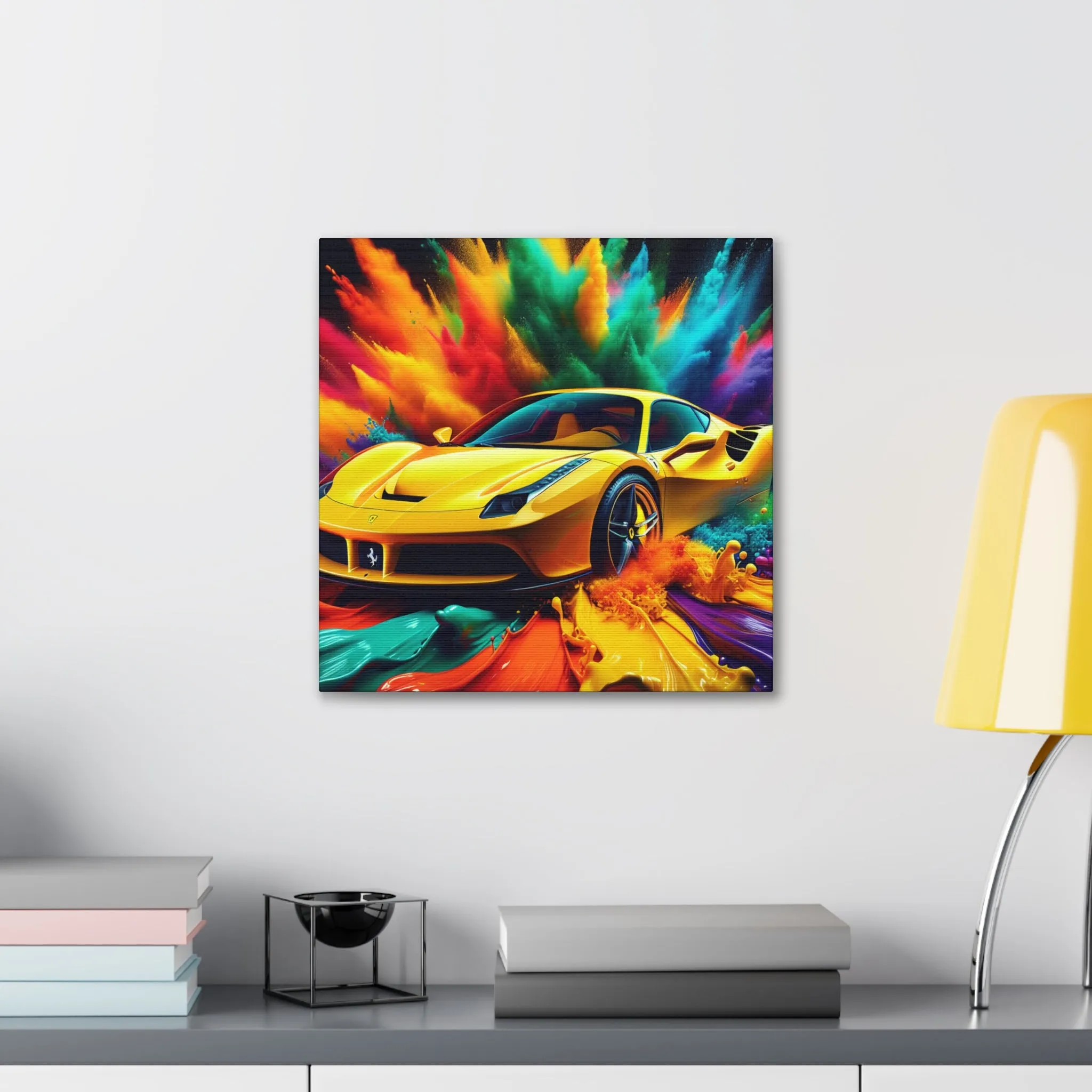 Ferrari Luxury Car Wall Art, Hand-Painted Acrylic Canva Painting, Home Decor, Classic Car Lovers Gift, High-Quality Picture, Perfect For Office and Home