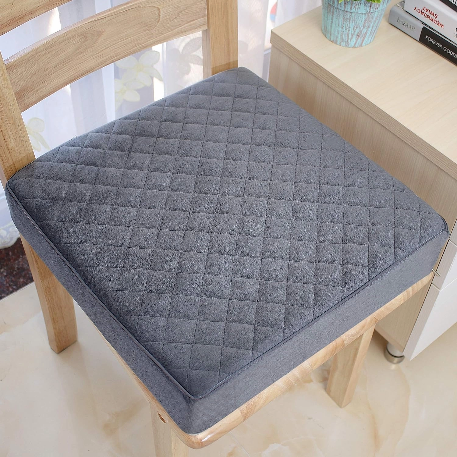Firm 16"x16"x3" Memory Foam Square Thick Seat Cushion with Washable Velvety Cover and Non-Slip Base for Home, Office, Car Seats - Seat-Rising Cushion - Comfort and Back Pain Relief - Gray