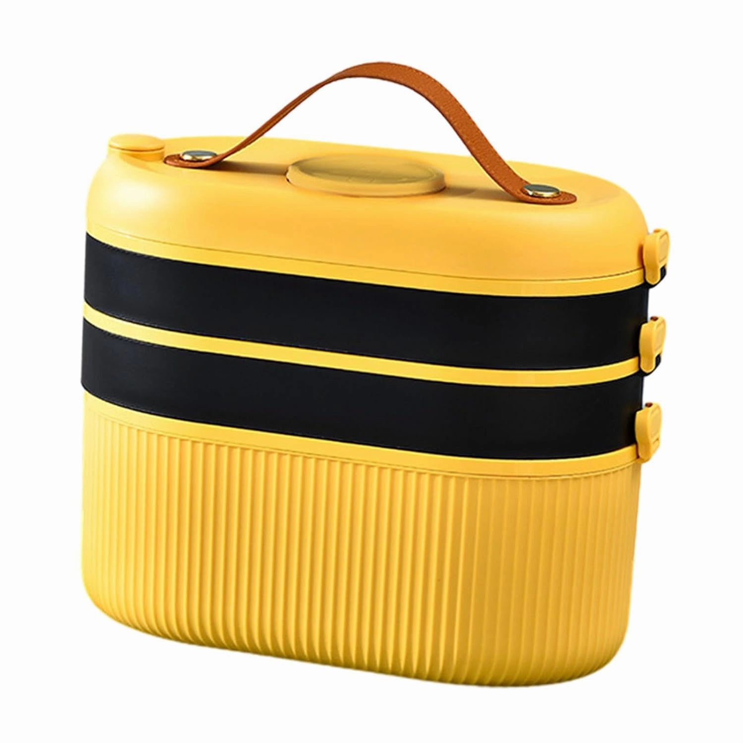 First Aid Storage Box with Rotating Handle for Various Uses, Yellow, as described