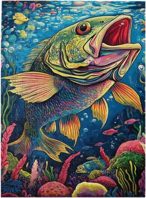 Fish Under The Water, Vintage Classic Artwork, Puzzles for Adults 500 Pieces, Home Decor,Stress-Relieving Party Games, Brainstorming Challenges for Fishing Enthusiasts, Relaxation
