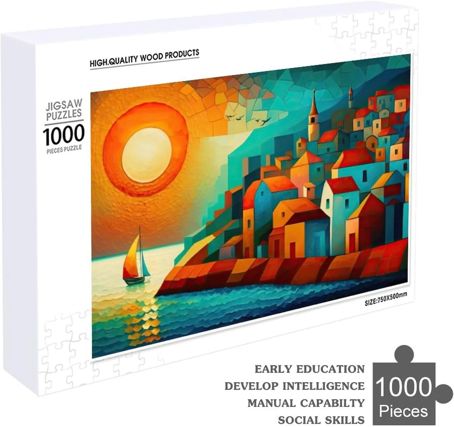 Fishing Village Puzzle for Adults and Kids Challenging Game Toys Impossible 1000 Piece Puzzle Family Decoration Puzzle Funny Jigsaw Puzzle