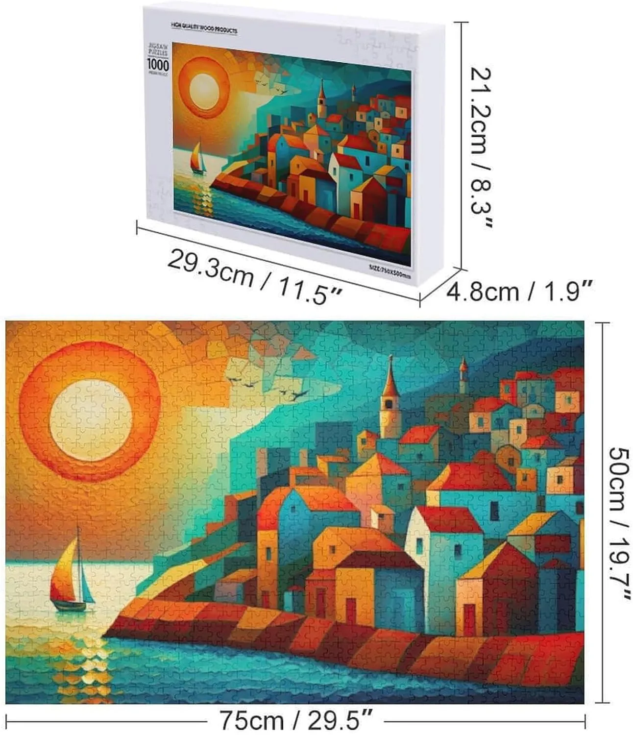 Fishing Village Puzzle for Adults and Kids Challenging Game Toys Impossible 1000 Piece Puzzle Family Decoration Puzzle Funny Jigsaw Puzzle