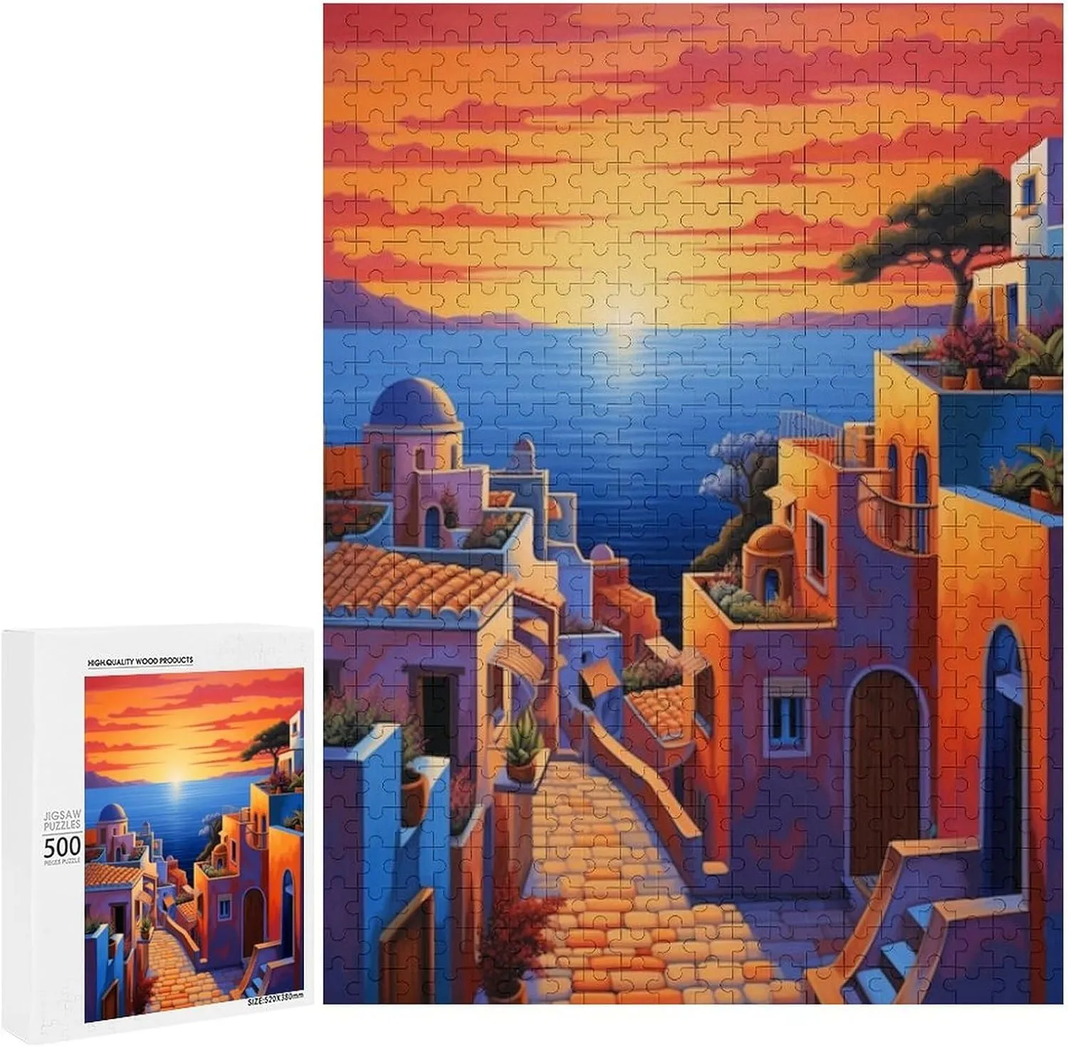 Fishing Village Puzzle for Adults and Kids Challenging Game Toys Impossible 500 Piece Puzzle Family Decoration Puzzle Funny Jigsaw Puzzle