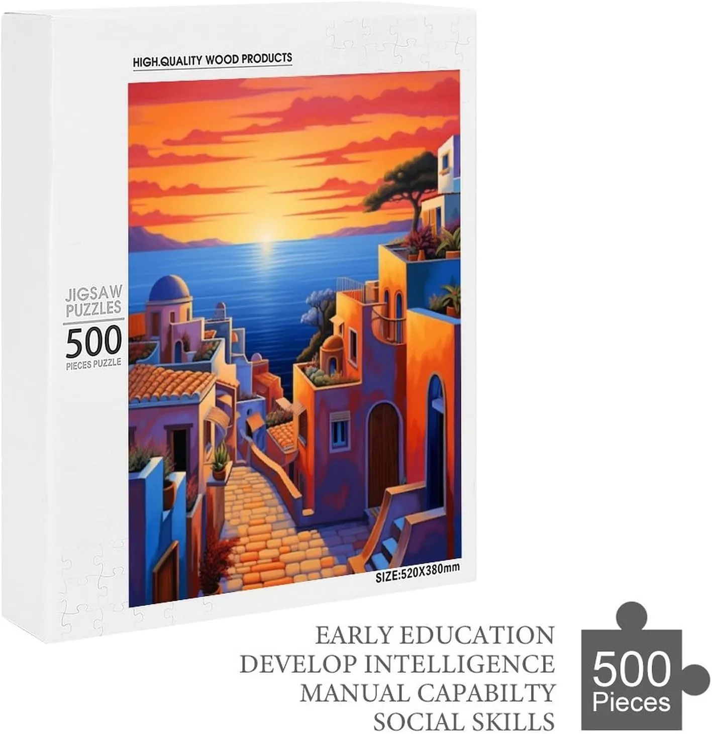 Fishing Village Puzzle for Adults and Kids Challenging Game Toys Impossible 500 Piece Puzzle Family Decoration Puzzle Funny Jigsaw Puzzle