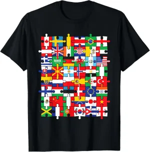 Flags of Countries of the World international flag puzzle T-Shirt