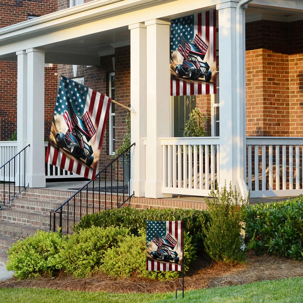 FLAGWIX  Sprint Car Racing Dirt Track Racing American Flag TQN2891F