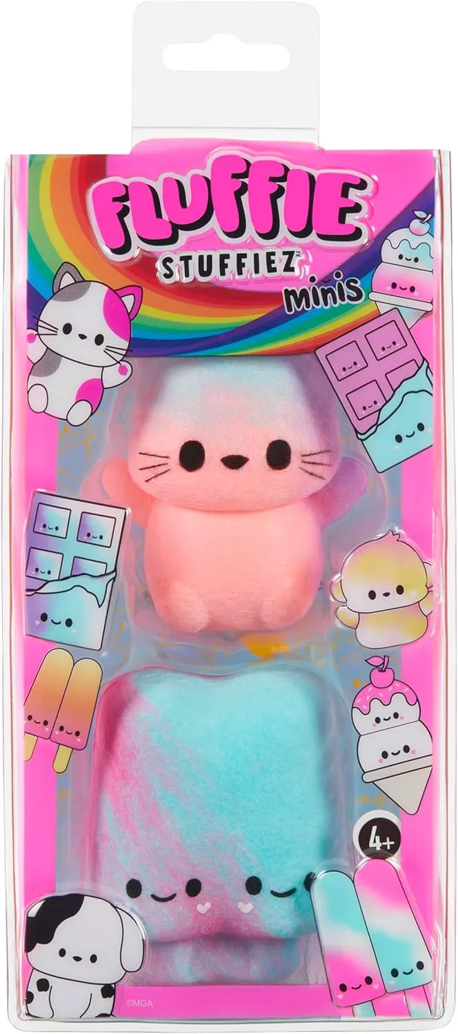 Fluffie Stuffiez Cat & Popsicle Minis Collectible Feature Plush - Surprise Reveal Unboxing Soft and Squishy Tactile Play Fidget DIY
