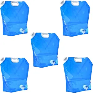 Food Grade Water Bag, Collapsible Plastic Water Container Bag, BPA Free Clear Portable Outdoor Camping Water Storage Bag for Camping Hiking Backpack Emergency(5PCS,5L)