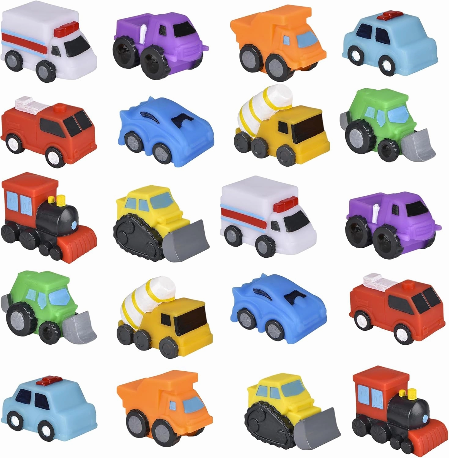 Forest & Twelfth 2" Rubber Vehicles Toys for Baby Bath Toys for Toddlers, Soft Baby Car Bathtub Toys, Ideal as Pool Toys, Toddler Beach Toys, Party Favors, Decorations, Cake Toppers
