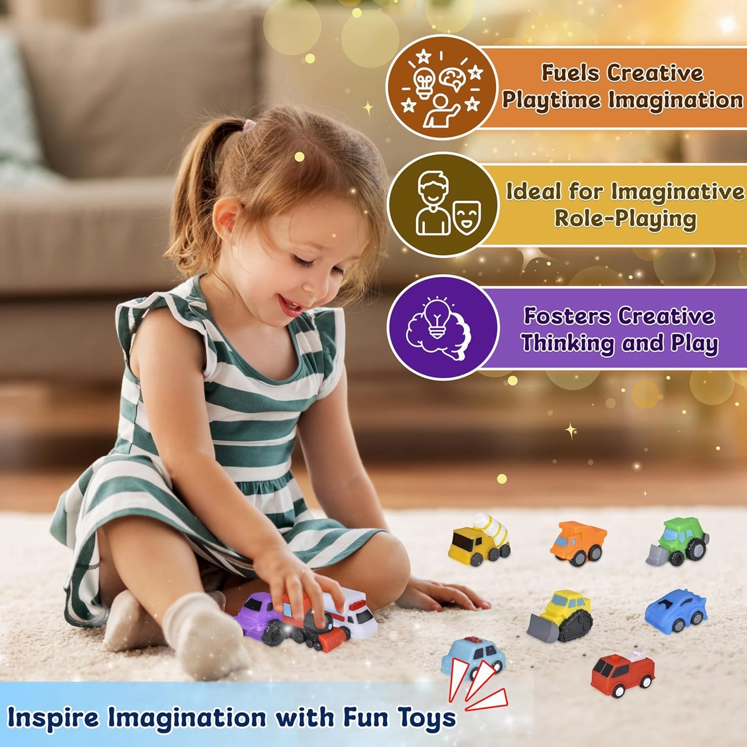 Forest & Twelfth 2" Rubber Vehicles Toys for Baby Bath Toys for Toddlers, Soft Baby Car Bathtub Toys, Ideal as Pool Toys, Toddler Beach Toys, Party Favors, Decorations, Cake Toppers