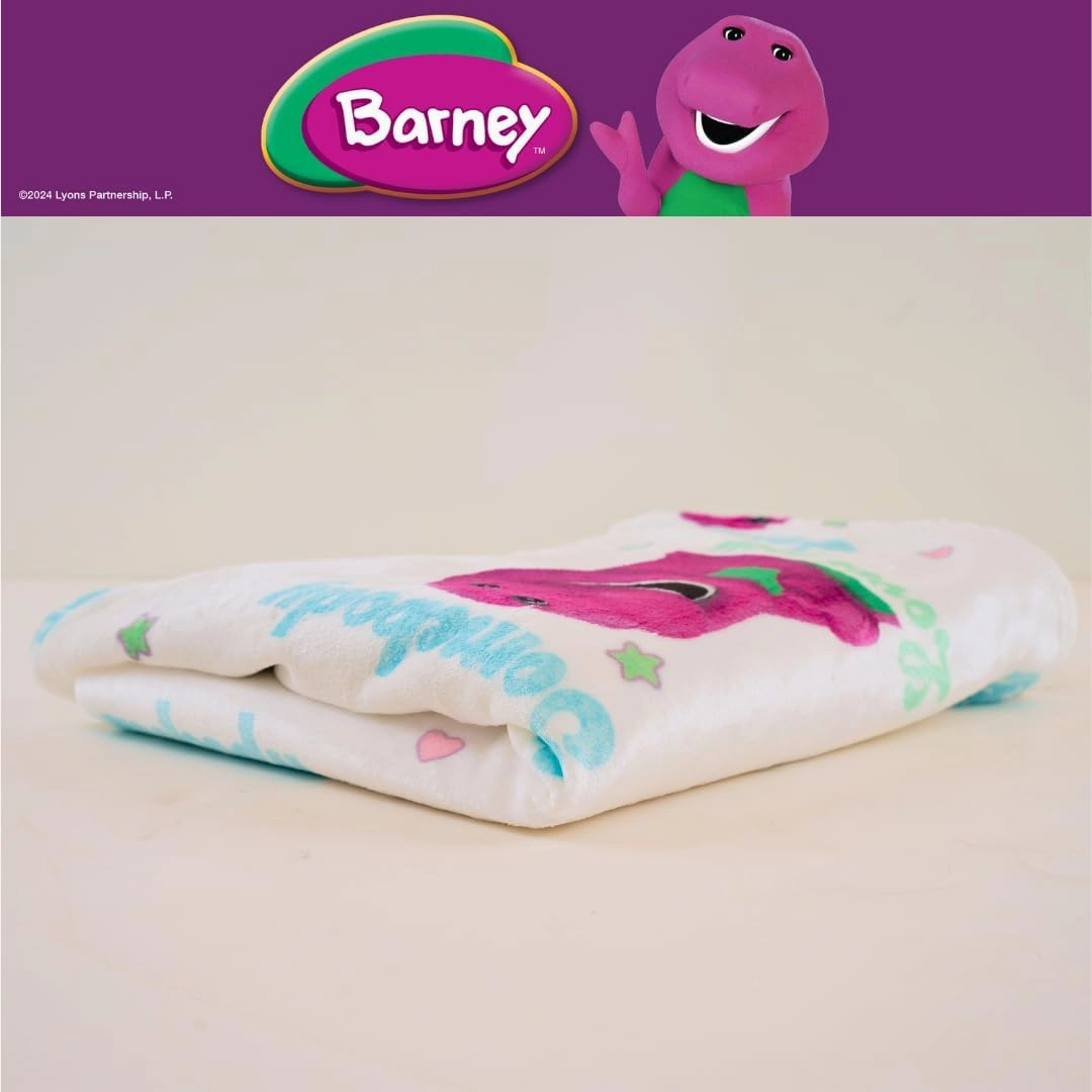 Franco Collectibles Barney Valentine's Day Heart Retro Bedding Super Soft Cozy Plush Throw, 46 in x 60 in, (Officially Licensed Product)