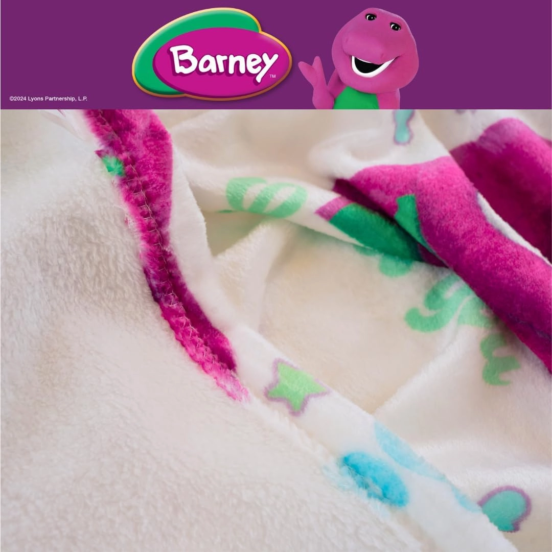 Franco Collectibles Barney Valentine's Day Heart Retro Bedding Super Soft Cozy Plush Throw, 46 in x 60 in, (Officially Licensed Product)