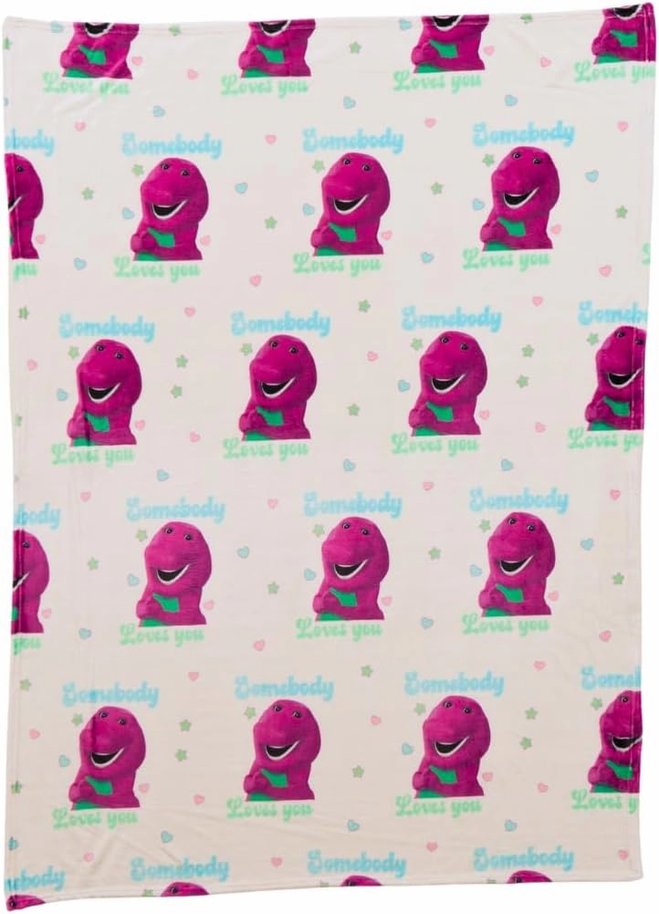 Franco Collectibles Barney Valentine's Day Heart Retro Bedding Super Soft Cozy Plush Throw, 46 in x 60 in, (Officially Licensed Product)