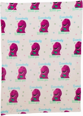 Franco Collectibles Barney Valentine's Day Heart Retro Bedding Super Soft Cozy Plush Throw, 46 in x 60 in, (Officially Licensed Product)