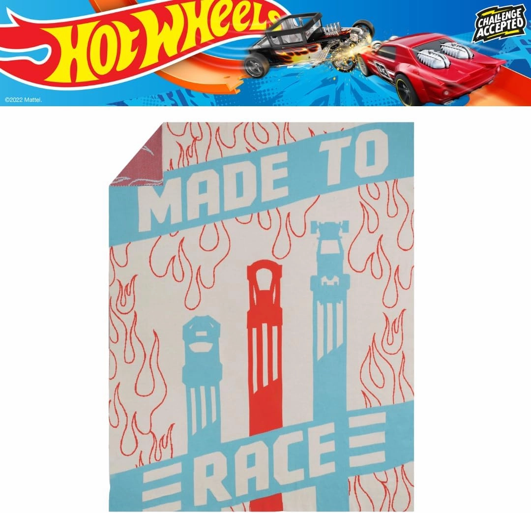 Franco Hot Wheels Super Soft Cozy 100% Cotton Knit Blanket Throw, 46 in x 60 in, (Officially Licensed Product)
