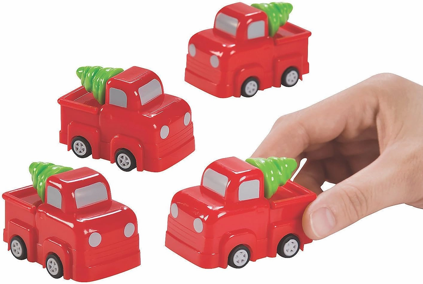 Fun Express Christmas Pull-Back Trucks – Festive Holiday Toys with Easy Pullback Action – Stocking Stuffers Party Favors Classroom Rewards or Kids' Gifts – Perfect for Holiday Celebrations – 12 Pieces