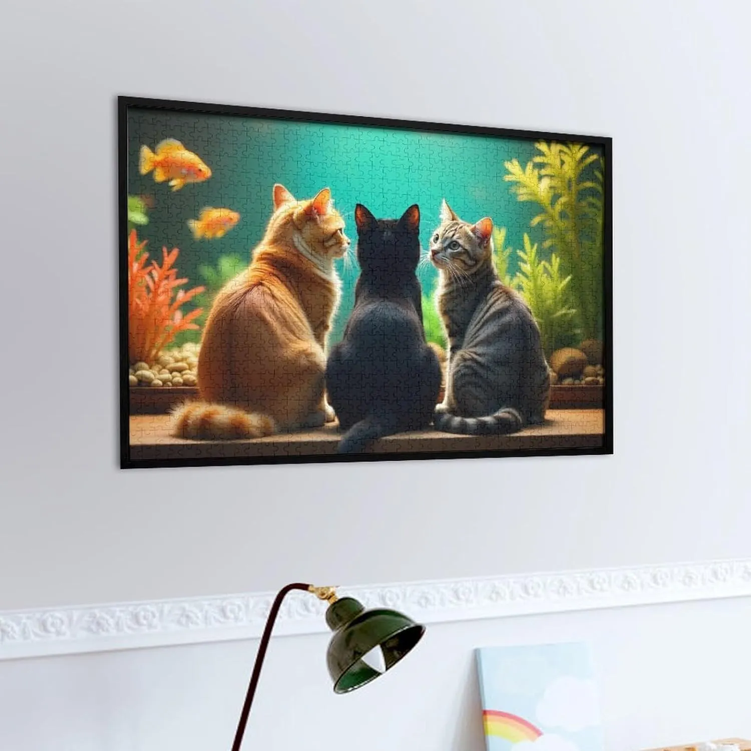 Funny Cat and Fish Jigsaw Puzzle for Adults and Kids Challenging Puzzle for Game Nights 1000 Piece Puzzles Gift for Family Wedding Graduation Friends