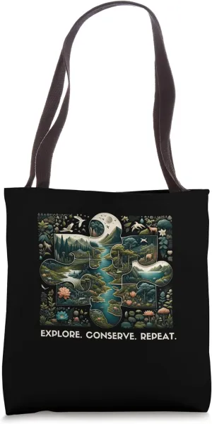 Funny Explore Converse Repeat Wandering Adventure Hiking Tote Bag