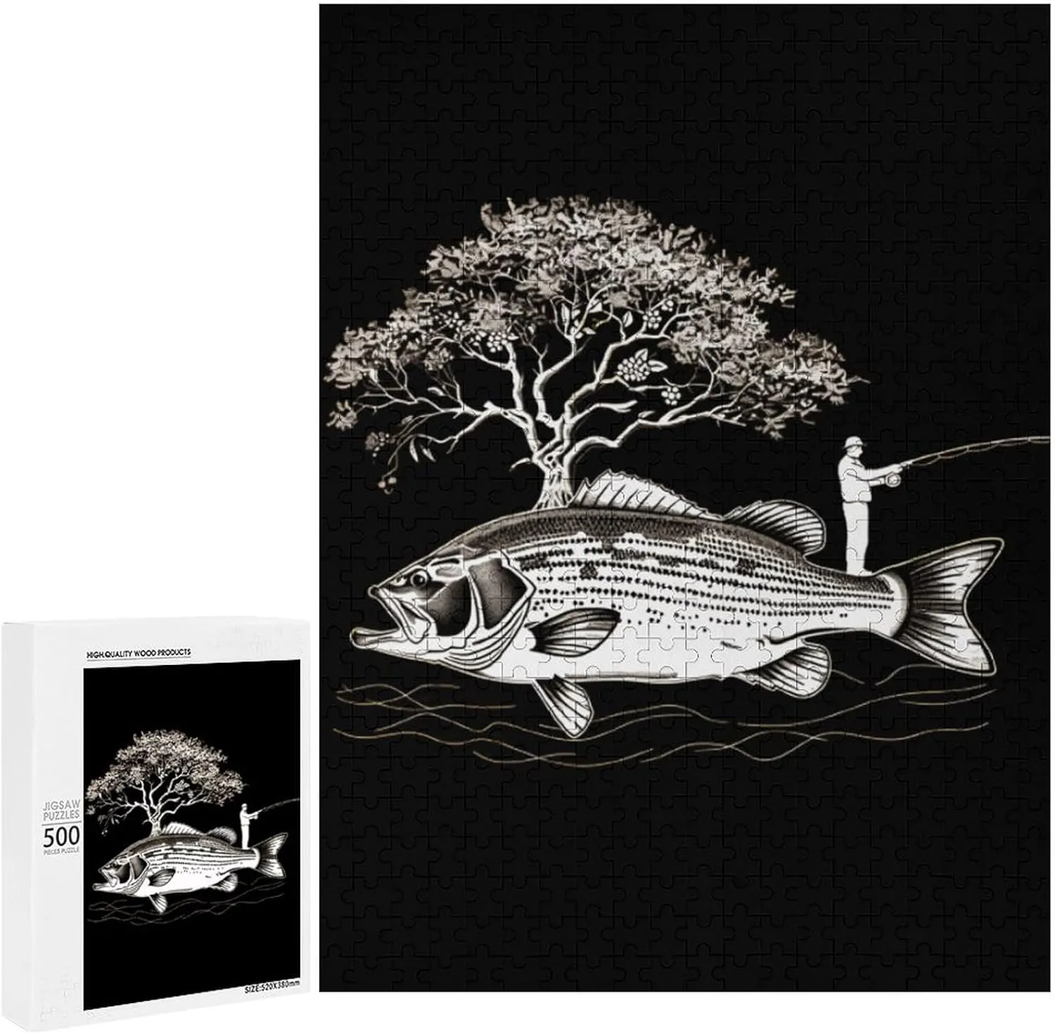 Funny Fishing Funny Puzzles for Adults 300/500/1000 Piece Jigsaw Puzzle Challenging Game Decor