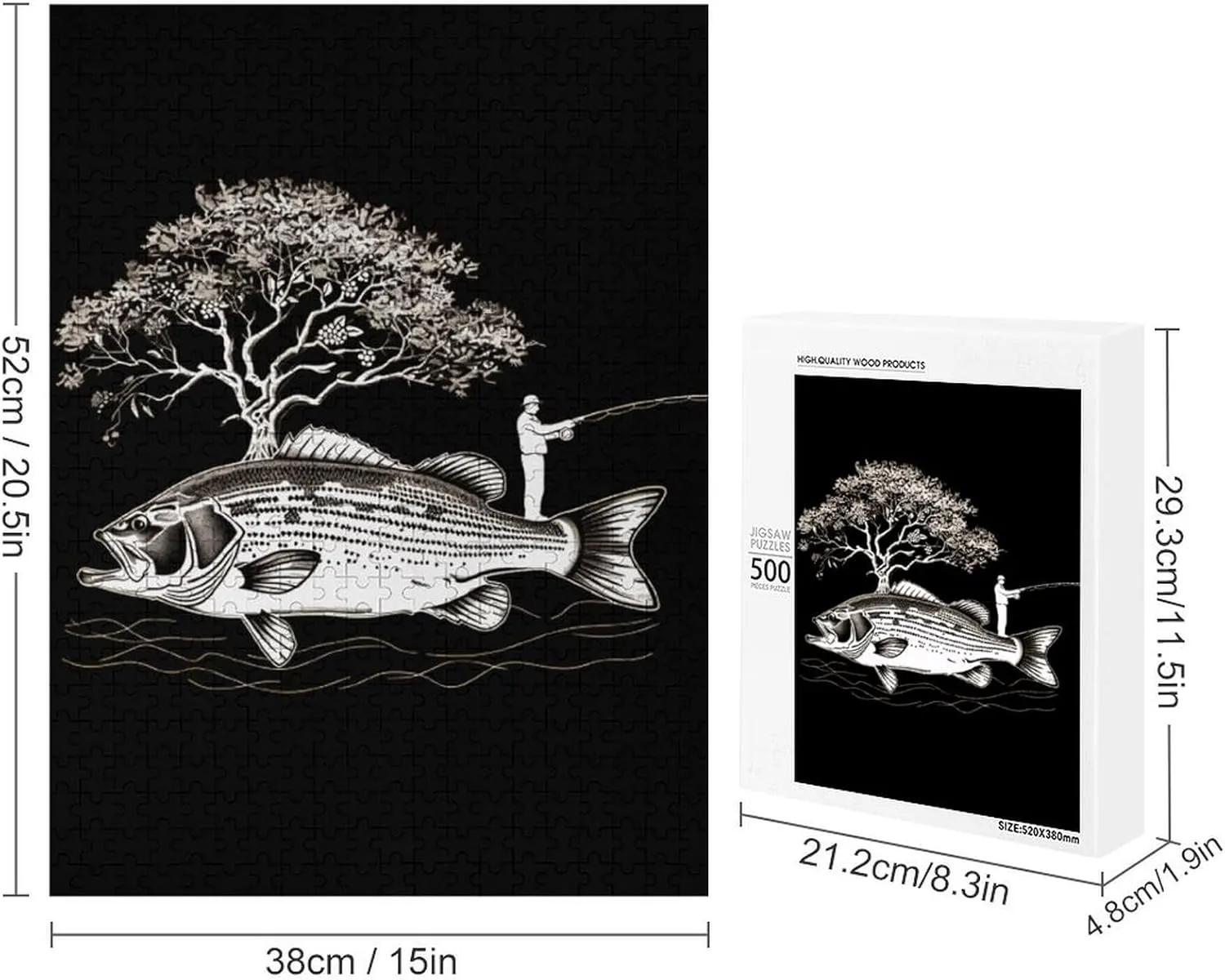 Funny Fishing Funny Puzzles for Adults 300/500/1000 Piece Jigsaw Puzzle Challenging Game Decor