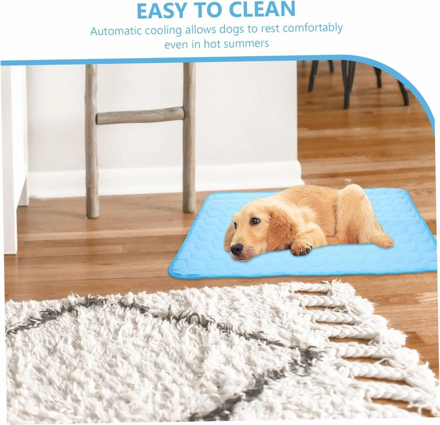 Furry Basics Dog Cooling Mat, Furry Basics Cooling mat, Cool Dog Bed for Summer, Washable & Portable Pet Soft Pad, Non-Slip Summer Mat (Blue,59 * 39.3inch)