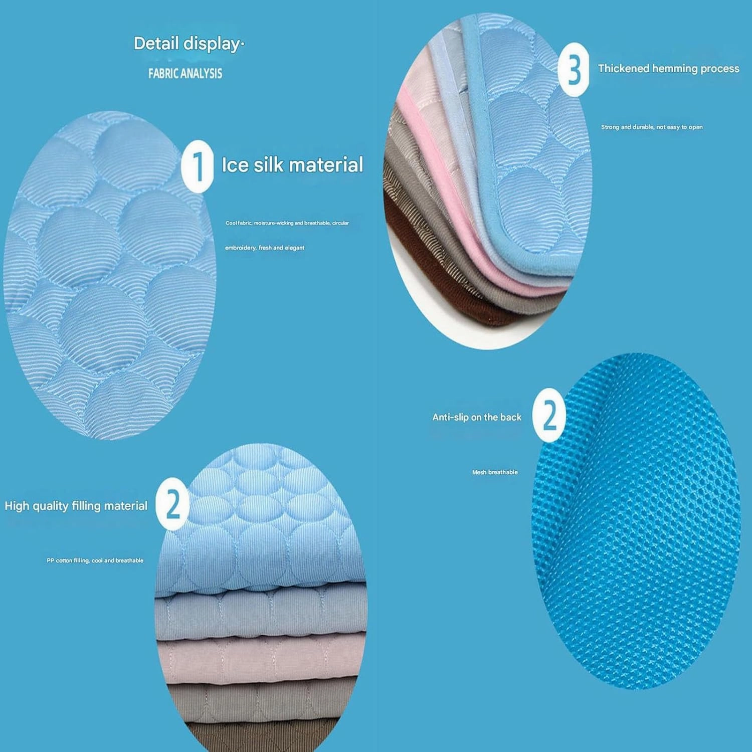 Furry Basics Dog Cooling Mat, Furry Basics Cooling mat, Cool Dog Bed for Summer, Washable & Portable Pet Soft Pad, Non-Slip Summer Mat (Blue,59 * 39.3inch)